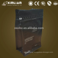 matte finish quad seal gusset and flat bottom aluminum foil bag with zipper and degassing valve for coffee